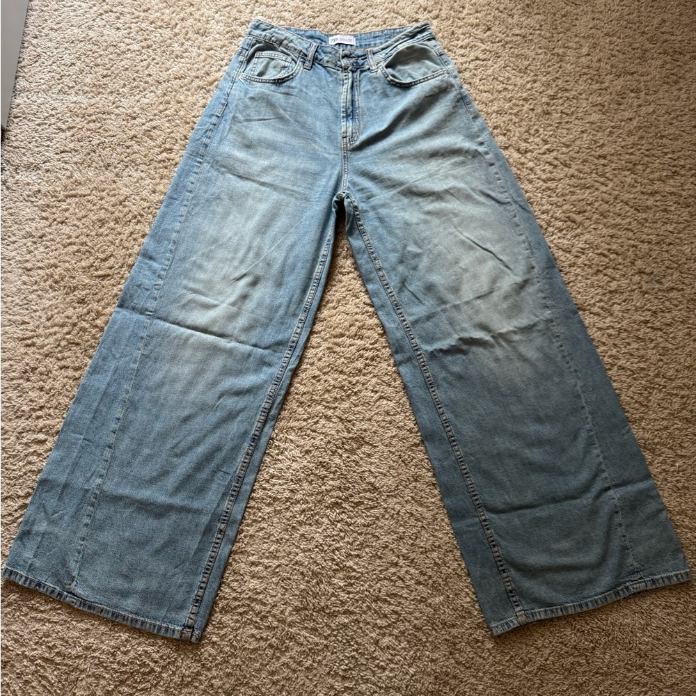 Zara Light Blue Wide Leg Jeans